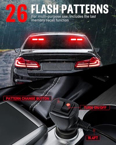 HLauto 1002L Emergency Strobe Traffic Advisor Light Bar: 40 LED Dash Safety Warning Flashing Light, Front/Rear Windshield Visor for Construction Vehicle, Tow/Plow Truck (2x10.7inch, Red) - color: #11 Red