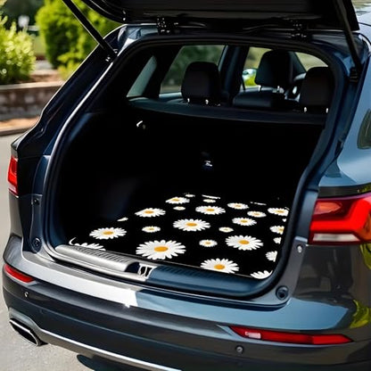 Universal Car Trunk Mat 29" x 39", Beautiful Daisies All Weather Trunk Protection Cargo Liner,Durable Cargo Mat Rear Trunk Liner, Stylish Vehicle Interior Accessories Suitable for Most Car Models - color: Beautiful Daisies