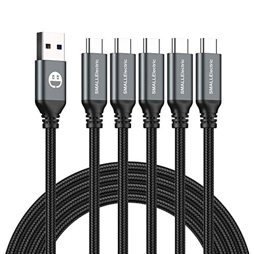 USB Type-C to A Cable 5pack 6ft Braided Fast Charging 3A Quick Charger Cord, 6 Foot Compatible iPhone 17/17 Pro/16e/16/15 Pro Max,Samsung Galaxy S10 S9 S8 Plus, Note 10 9 8, LG V50 V40 G8 G7(Grey) - color: Grey, size: 6foot