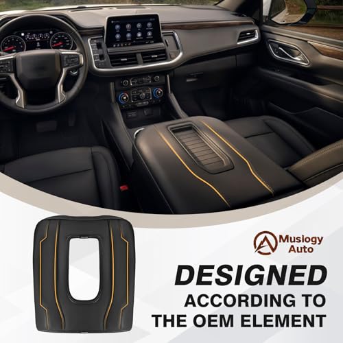 Muslogy Center Console Armrest Cover Fit for Chevy Silverado & GMC Sierra 1500 2500 3500 2022-2026 Accessories, Comfort Armrest Pad Console Lid Cushion Vegan Leather Regular Thick(Bucket Seat ONLY) - size: 1) 22-25 |Silverado & Sierra| Bucket Seat, Regula