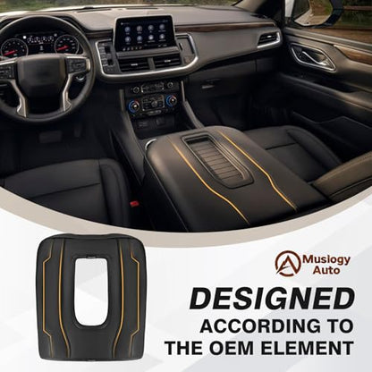 Muslogy Center Console Armrest Cover Fit for Chevy Silverado & GMC Sierra 1500 2500 3500 2022-2026 Accessories, Comfort Armrest Pad Console Lid Cushion Vegan Leather Regular Thick(Bucket Seat ONLY) - size: 1) 22-25 |Silverado & Sierra| Bucket Seat, Regula