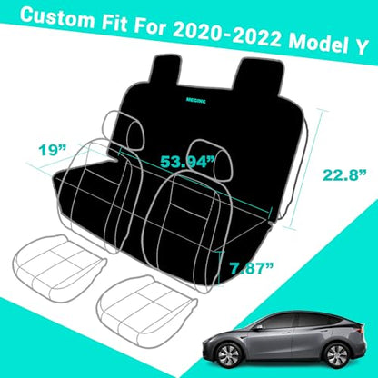 Meginc Dog Seat Covers for Tesla Model Y Back Seat Cover for Kids, Heavy Duty Bench Seat Cover with Headrest for Model Y, Non Slip Waterproof Durable Custom Fit Back Seat Covers for 2020-2025 Model y - size: Bench Seat Cover for Model y