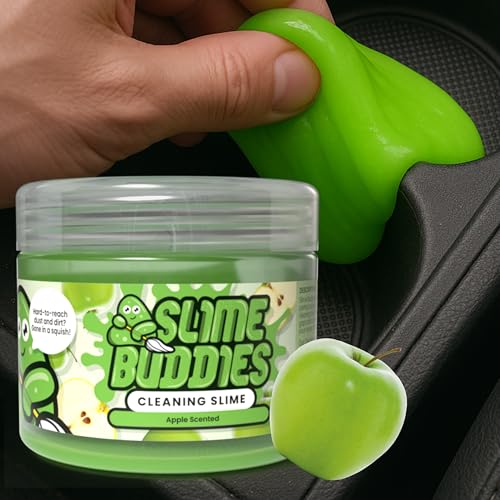Slime Buddies Car Cleaning Gel Putty - Apple Scented Interior Detailing Tool for Cup Holders, Air Vents & Keyboard - Reusable Auto Detailing Accessories - Dust Remover Goop - Gifts for Men Women - color: 01 Pack Apple