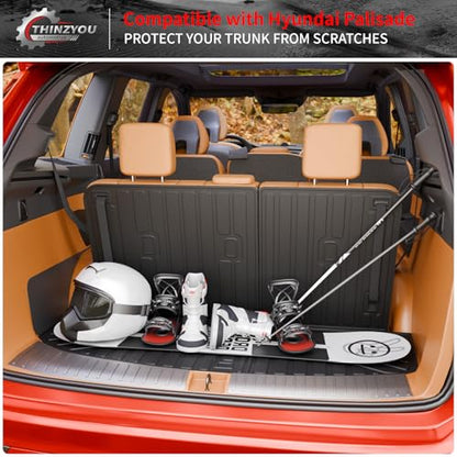 Trunk Mat Compatible with 2026 Hyundai Palisade Gas Cargo Liner Cargo Mat TPE All Weather Back Seat Cover Protector Trunk Liner Palisade Accessories (Trunk Mat with Backrest Mat) - style: For Hyundai Palisade | 2026