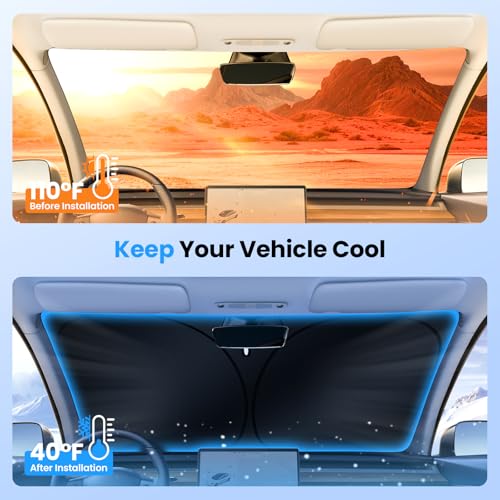Canvcle Windshield Sun Shade for Hyun-dai Ioniq 5 Accessories 2022-2025 2026 Upgraded Double-Layer Front Window Sunshade Cover Sun Visor Protector Foldable Block UV Rays Keep Vehicle Cool - size: 1PCS Hyundai Ioniq 5 2022-Present