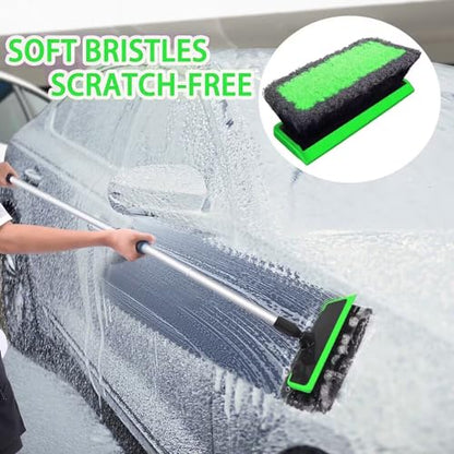 Car Wash Kit, 62'' Car Wash Brush with Long Handle, Soft Bristle Scratch-Free Car Detailing Brush Cleaning Kit, with Wash Mitt Towel Window Squeegee Tire Brush for Car SUV Truck RV Cleaning