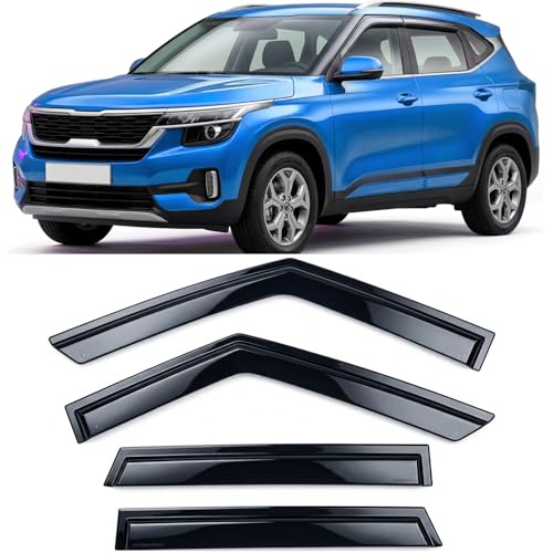 2021-2026 Tape-on Rain Guards for Kia Seltos Side Window Deflector Visors LX S EX SX Turbo X-Line Durable Tinted Vent Shade 2022 2023 2024 2025 - size: For Kia Seltos 2021-2026