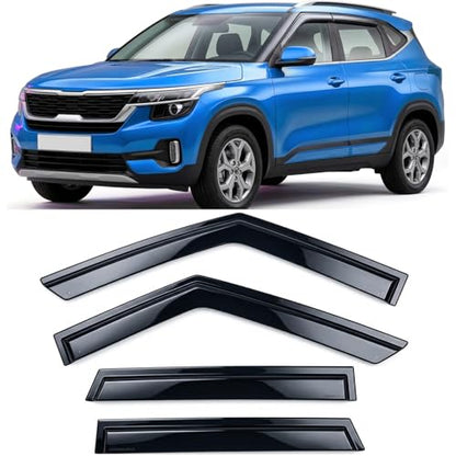 2021-2026 Tape-on Rain Guards for Kia Seltos Side Window Deflector Visors LX S EX SX Turbo X-Line Durable Tinted Vent Shade 2022 2023 2024 2025 - size: For Kia Seltos 2021-2026