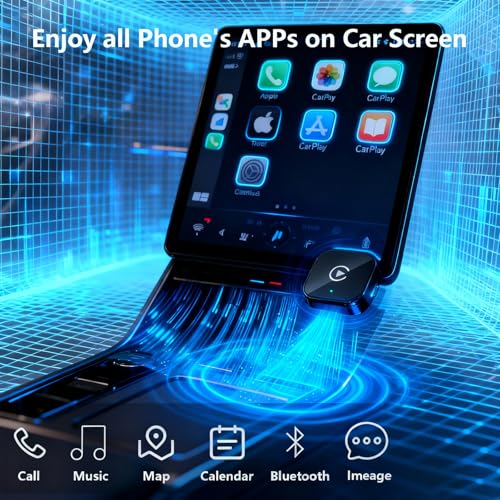 Wireless CarPlay Adapter for Apple iPhone & Android, 2-in-1 Adapter Convert Wired to Wireless Dongle