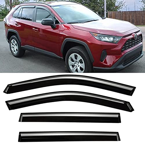 Tape-on Side Window Visors rain Guards Vent Deflectors for Toyota RAV4 2019 2020 2021 2022 2023 2024 2025, Smoke Tinted 4pcs - size: Compatible with Toyota Rav4 2019-2025