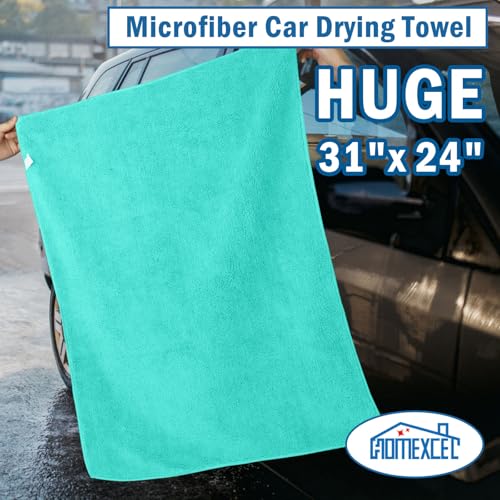 HOMEXCEL Professional Large Microfiber Car Drying Towels 2 Pack, Lint Free, Scratch Free, Highly Absorbent Drying Towel for Cars, SUVs, RVs, Trucks, and Boats,31" x 24",Green - color: Green