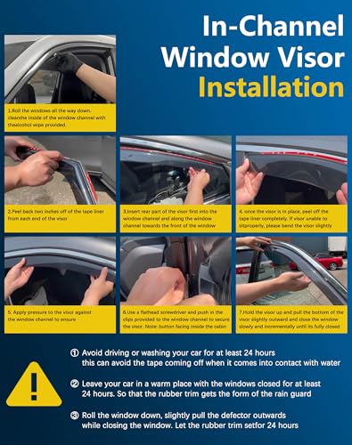 Shatterproof in-Channel Rain Guards for Honda CRV 2007-2011, Clip-on Window Deflectors Vent Window Visors Rain Sun Wind Guards Shade Deflectors - size: For CRV 2007-2011