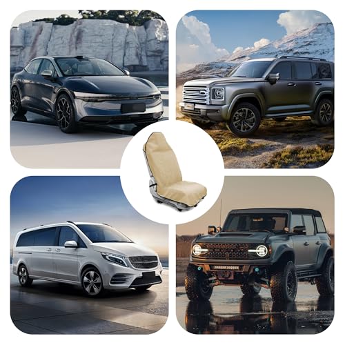 Waterproof Towel Car Seat Cover, Sweatproof Non Slip Towel Carseat Cover, Machine Washable Vehicle Bucket Frontseat Protector Accessories, Universal for SUV, Sedan, Truck (Beige) - color: Beige