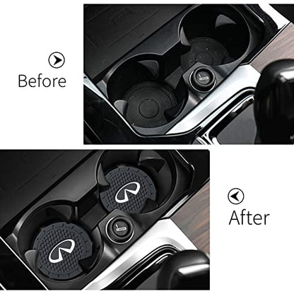 Car Cup Holder Coaster for Infiniti Q50 FX35 FX37 F50 QX70 QX60 EX35 Logo Recessed Silicone Cupholder Coaster Interior Accessories 2.75in 3Pieces - color: Black-02