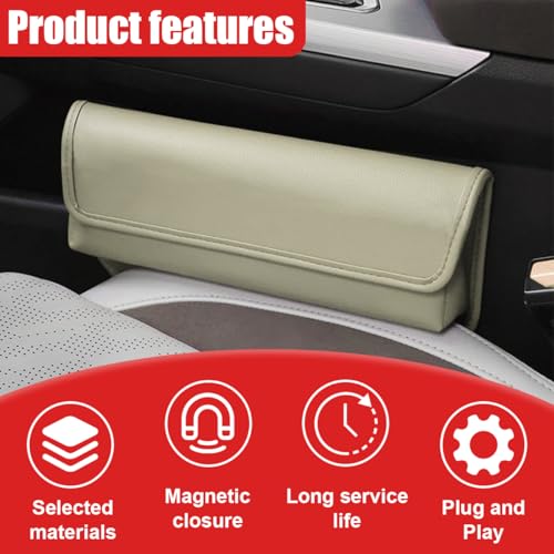 Car Seat Gap Filler Organizer with Lid, Universal Leather Auto Front Seat Storage Box, Adjustable Car Center Console Side Pocket for Phones, Keys, Glasses, Cards, No Seat Belt Block (Gray) - color: Gray