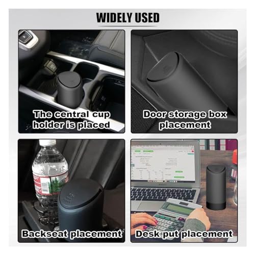 Car Cup Holder Trash Can, Garbage Container with Lid, Leakproof Organizer Dustbin Mini Silicone Garbage Can, Portable Trash Bag Rubbish Bin, Vehicle Waste Bin for Automotive, Home, Office (Black)