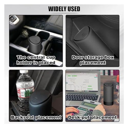 Car Cup Holder Trash Can, Garbage Container with Lid, Leakproof Organizer Dustbin Mini Silicone Garbage Can, Portable Trash Bag Rubbish Bin, Vehicle Waste Bin for Automotive, Home, Office (Black)