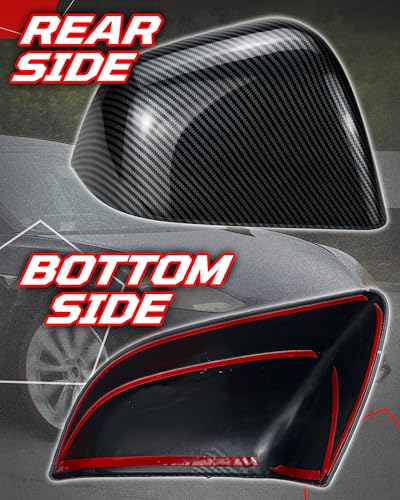 Side Mirror Caps Cover Compatible with Tesla Model Y 2021 2022 2023 2024 Gloss Carbon Fiber Mirror Covers - color: Model Y Gloss Carbon Fiber Mirror Covers