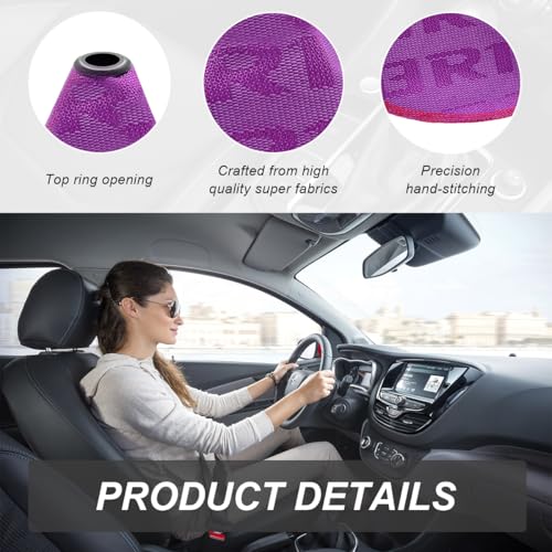 Car Shift Boot Cover, Fabric Shifter Lever Knob Boot Dustproof Cover with Stitch, Manual Automatic Speed Shifter Boots Gear Gaiter for Most Vehicles, Car Accessories (Purple) - color: Purple