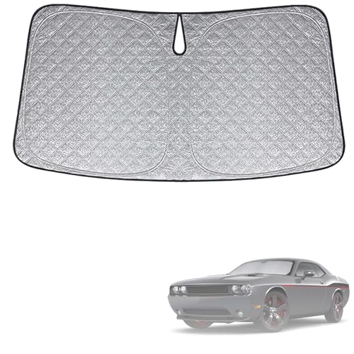 6 Layers Custom Fit Windshield Sun Shade for 2008-2023 Dodge Challenger, Foldable Car Sunshade with Storage Bag, Heat Reflective & UV Protection - size: 2008-2023 Dodge Challenger