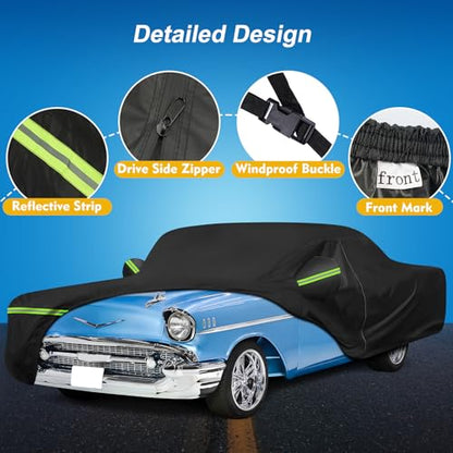 QUNSUNUS Waterproof Car Cover for Chevrolet Bel Air/150/210 1950-1957 Sedan/Coupe/Hardtop, All Weather Outdoor Car Covers with Zipper, Straps and Elastic Edge - color: for Chevrolet Bel Air/150/210