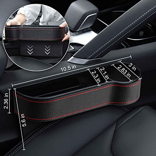 2 Pcs Car Seat Gap Filler - Leather Car Seat Crevice Storage Box with Adhesive Foam Pads, Car Gap Filler Organizer for Front Seat Gap Filler Between Car Seat and Console, Universal Fit