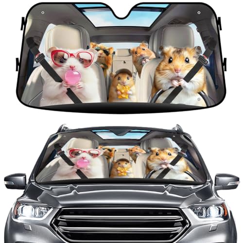 GENANY Cute Hamster Windshield Sun Shade for Car SUV Truck (55x30 Inches),Sun Shade Windshield, Shades for Front Windows, Xmas Auto Gift, Spring Car Decor - color: 04. Hamster, size: Size S