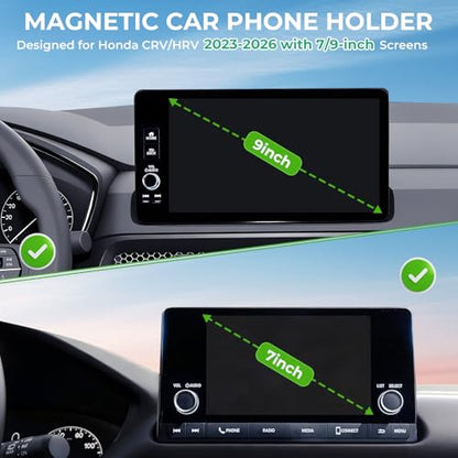 Car Phone Holder for Honda CRV & HRV 2026 2025 2024 2023 (Only for 7/9-Inch Screen) 360° Rotation Magnetic Cell Phone Mount, Compatible with Magsafe, Does Not Affect Air Vent - style: Fit for 2023-2026 HRV/CRV, 7/9-Inch