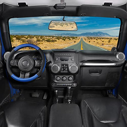 SEG Direct Car Steering Wheel Cover for F-150 Tundra Range Rover 15.5-16 inch, Black and Blue Microfiber Leather - color: Black and Blue, size: Large size[15 1/2''-16'']