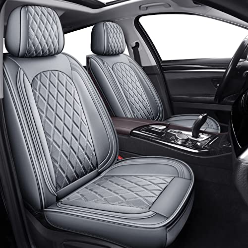 MIROZO Car Seat Covers Full Set - Leather Seat Covers Grey Breathable Vehicle Cushion Cover Fit for Most Sedan, Truck and SUV (Gray) - color: Gray, size: 5PCS Full Set