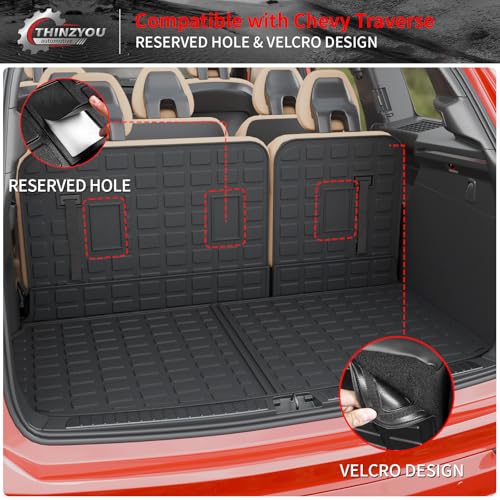 Cargo Mat Compatible with 2024 2025 2026 Chevrolet Traverse (NOT Limited) GMC Acadia 2025 2026 Buick Enclave Cargo Liner Back Seat Cover Chevy Traverse Accessories (Trunk Mat+Backrest Mats) - style: For Chevrolet Traverse NOT Limited | 2024-2026