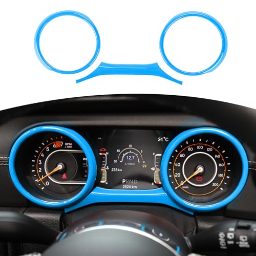 RT-TCZ for Jeep JL Dashboard Instrument Panel Gauges Trim Ring Cover for Jeep Wrangler JL JLU Gladiator JT 2018-2023 Light Blue Interior Accessories 3pcs - color: Baby Blue