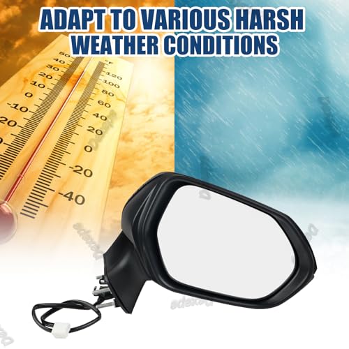 Passenger Side Mirror Assembly Compatible with Toyota Corolla 2020-2025 Heated Power Adjustable Glass Replace 8791012K70, TO1321392, 8791002929, 8791002917 Black (5Pin Right) - style: 5pin Right