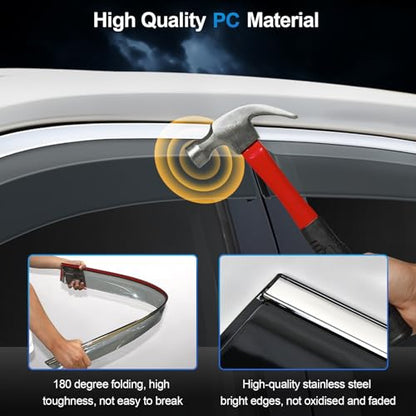 Sze Rain Guards Compatible with Kia Sorento 2021-2026 Side Window Deflectors Anti-Rain Window Visors with Tape 304 Stainless Steel Trim–Noise Reduction & All-Weather Protection Outside Channel-4pcs - style: Kia Sorento 2021-2025