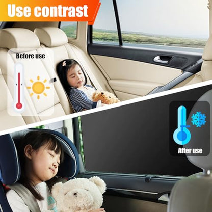 2PCS Car Side Window Sun Shade, UV Protection Car Windshield Window Cover, Magnetic Auto Rear Seat Privacy Curtain for Baby, Universal Camping Accessories for Block Sunlight (Rear) - size: Rear