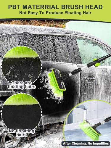 59" PBT 180°Rotatable Car Wash Brush with Long Handle New Process Not Easy to Produce Floating Hair Suitable for Snow Sweeping SUV MPV Truck Rv Caravan Indoor Outdoor Cleaning Window Wheel