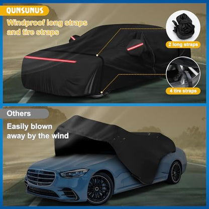 QUNSUNUS Car Cover Compatible with Mercedes-Benz S Class S250 S300 S350 S400 S450 S500 S550 S600 2006-2025, All Weather Waterproof S Class Car Covers with Cotton Lining,Zipper and Straps - color: for S-Class 2006-2025