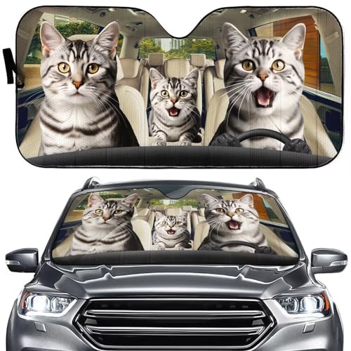 Generic American Shorthair Cat Car Sun Shade for Front Windshield,Cat Automotive Windshield Sunshades,Foldable UV Protection Reflective Sun Visor Sun Shade for Car Decoration,Keep Your Vehicle Cool - color: American Shorthair Cat