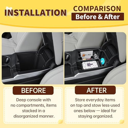 Center Console Organizer Tray Compatible with Acura RDX 2025 2026 Accessories – Custom Fit Armrest Storage Box Insert for 2025-2026 RDX Dual-Layer Compartment with Coin/Card Holder Rubber Mat