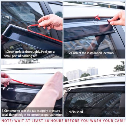 Tape On Window Visors Rain Guards Deflectors Compatible with Toyota Rav4 2019-2025, Side Vent Window Deflector Rain Guard Shade for Rav-4 19-25,Rav4 Window Covers,Truck Accessories-4pcs - size: For Toyota Rav4 2019-2025