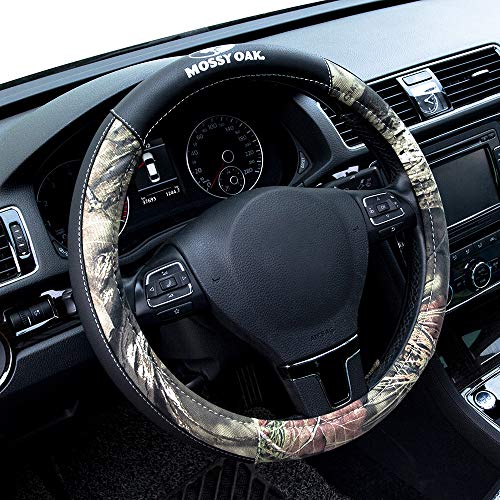 Mossy Oak Camo Steering Wheel Cover, Universal 15 inch - Made with Premium PVC Leather and Cotton Fabric - Official Licensed Product - color: Cotton Steering Wheel Cover