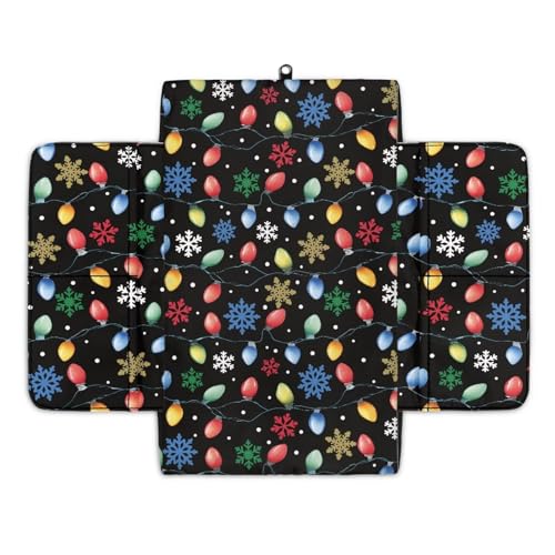 Center Console Armrest Cover Retro Santa Claus Middle Console Lid for Most Vehicles with Side Pockets Interior Accessories Christmas Decoration Prevent Scratching - color: Christmas Lights and Snowflakes