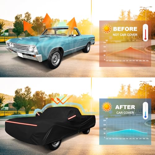 QUNSUNUS Car Cover for Chevrolet El Camino 1964-1967 and 1978-1987, Outdoor Waterproof Car Cover with Zipper, All Weather El Camino Car Covers with Wind, Sun, UV and Dust Protection - color: for Chevrolet El Camino