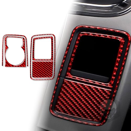 Carbon Fiber Center Console Car Gear Shift Knob Rotary Shifter Panel Cover Carbon Fiber Sticker Car Interior Trim Compatible with Dodge Ram 1500/2500/3500 2013 2014 2015 Accessories Red (Kit-C 5Pcs) - color: Red 12