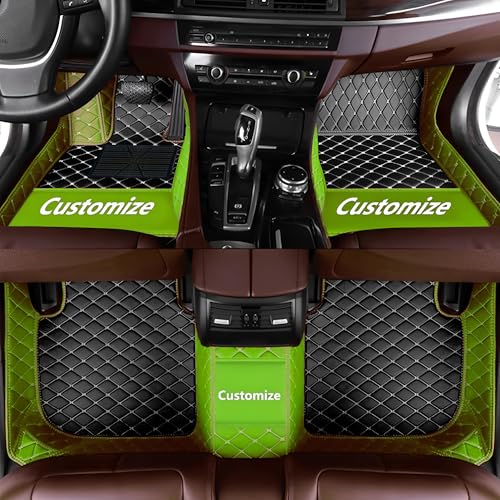 Custom Personalized Floor Mats for Cars，Luxury Full Coverage All Car Floor Mats，Anti-Slip Leather Car Mat Set ，Custom Floor Mats for 99% of Cars, Trucks & SUVs. (Apple Green and Black) - color: Apple Green and Black