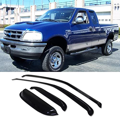 94808 Side Window Visors Wind Vent Deflector fit for 1997-2003 Ford F150/Ford F250 Extended (Super) Cab with 2 Half Size Rear Doors,4pcs Outside Mount Style Sun Rain Guards Set - size: 1997-2003 Ford F150 Extended Cab(Dark Smoke)