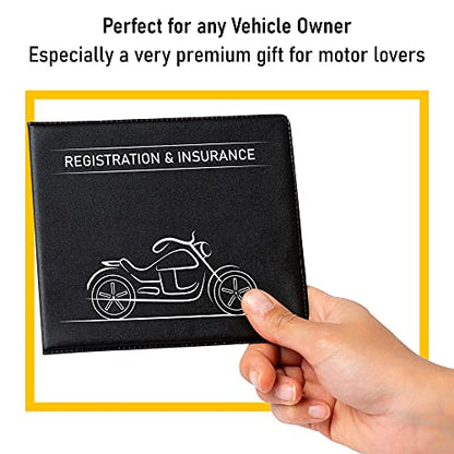 CANOPUS Car Registration and Insurance Holder, Car Document Holder, Vehicle Registration and Insurance Card Holder, Wallet for Auto, Trailer, Motorcycle, Truck, Vehicle Paperwork Organizer (2 Pack) - size: Motorcycle