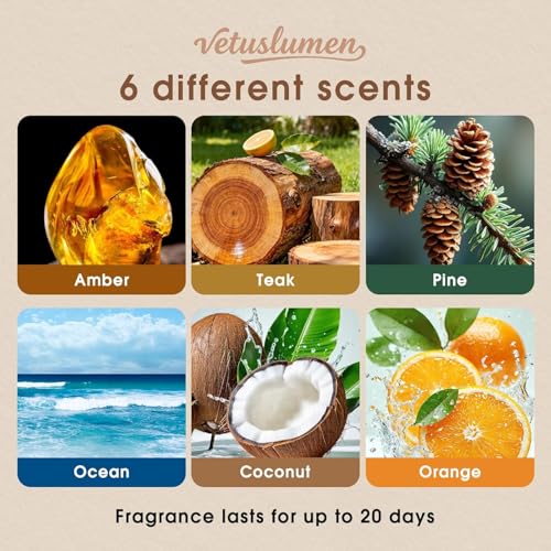 6 Pack Wood Car Air Freshener -3 Scents(Amber-Teak-Pine) Wooden Air Freshener, Natural Essential Oil Scents - Metal Clip Included - style: 6 Pcs-2
