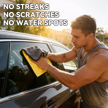 1 Pack Exterior Car Care Microfiber Cloths,Microfiber Drying Towels for Scratch-Free Car Wash, Quick Detail, Glass Cleaning, Extra Thick