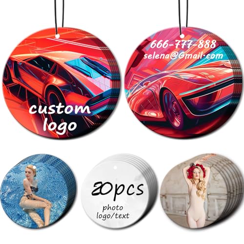 20/50/100Pcs Custom Car Air Freshener with Picture Photo Logo, Personalized Gifts for Men Personalized Air Freshener for Car Bulk Hanging Ornaments for Rear View Mirror. (20 Round) - color: 20 Pcs - Round